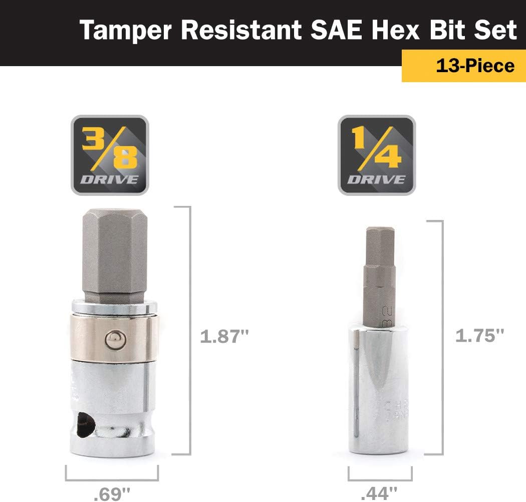 Titan 16135 13-Piece Tamper Resistant SAE Hex Bit Set