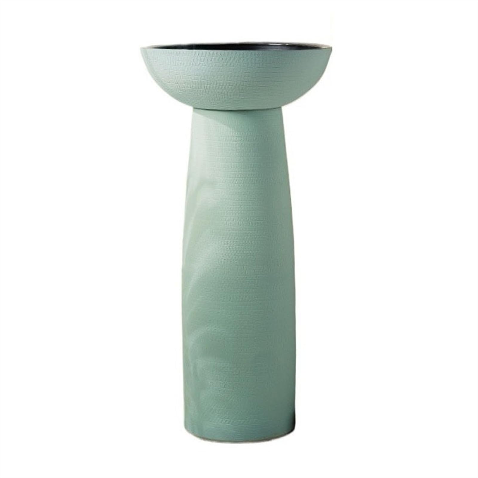 Zhaoj24-05 A Pedestal Sink Floor Standing Bathroom Sink, Round Vanity, 15.7 Inch Ceramic Rt Basin, Frosted Pedestal Combo With Mirror(A)