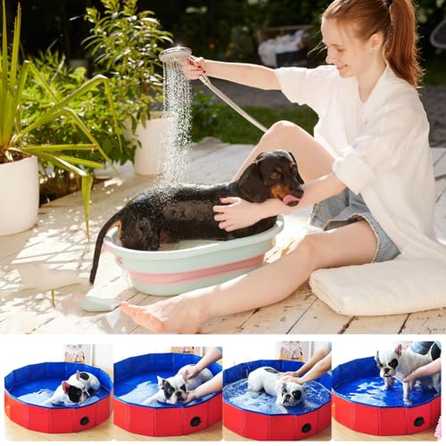 Faltbar Hundepool,Hundepool für Kleine Hunde,Hunde schwimmbecken,PVC Hundepool,Schwimmbad Für Hund,rutschfest Planschbecken für Hunde,Schwimmbecken für Hund,Kinderschwimmbad,50x8 cm,1 Stück