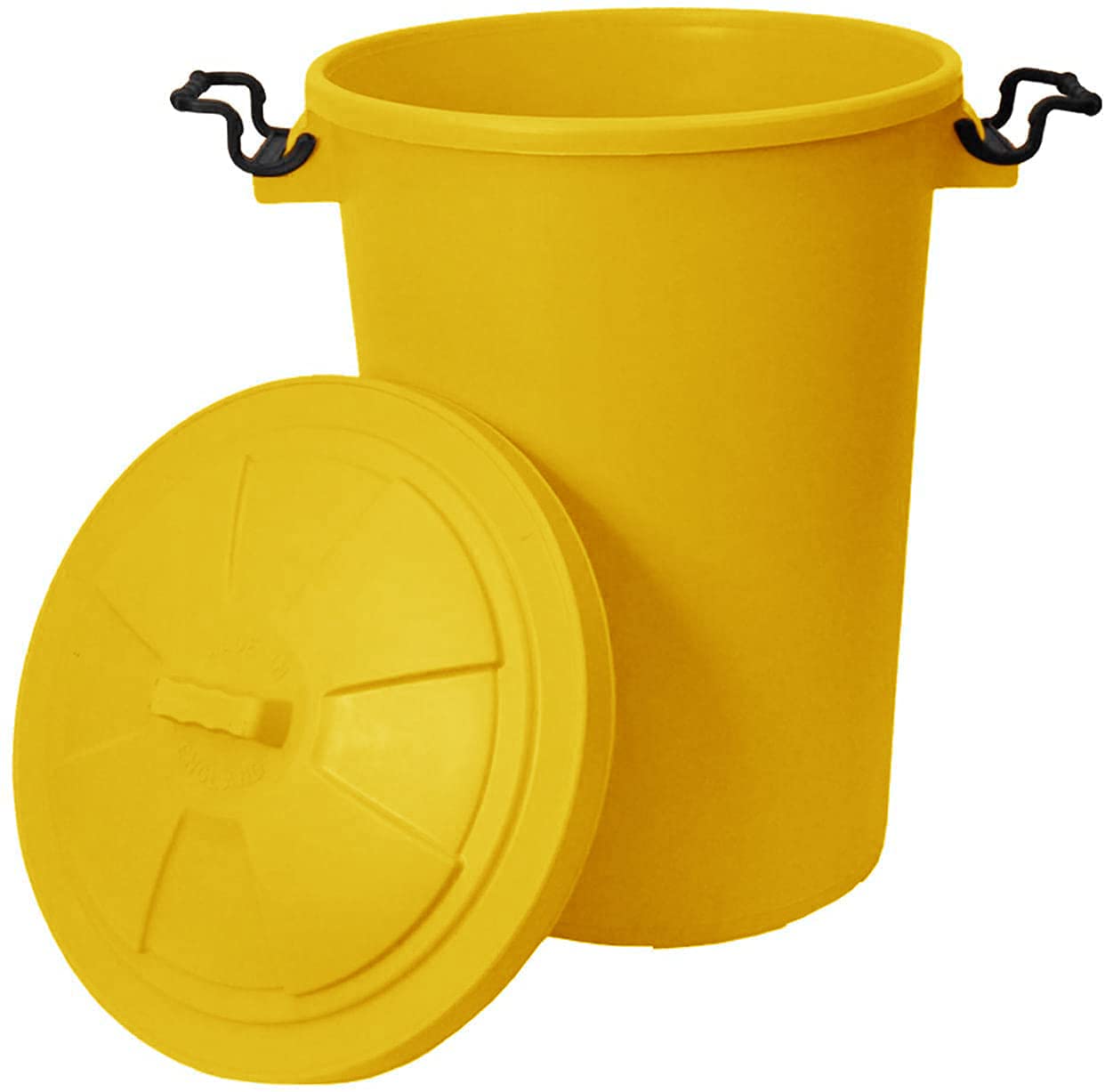 M1SS 50L Litre Heavy Duty Plastic Clip Lock Lid Bin Indoor or Outdoor Rubbish, Dustbin, Trash Can, Waste or Storage of Animal Feed. (1, Yellow)