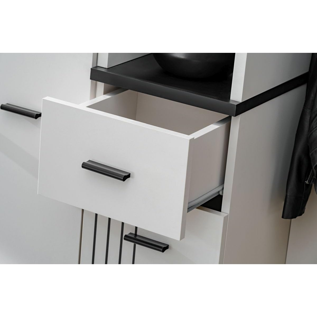 Paris Prix Ensemble Vestiaire Rembourré 3P Hugo 90cm Gris & Noir