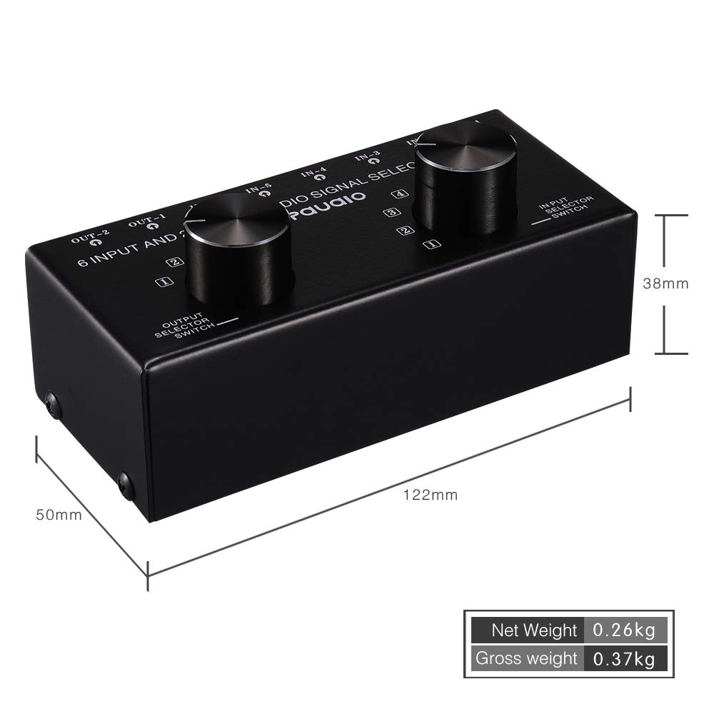 Switcher 6 nel 2 out o 2 nel 6 out Cuffia Switcher Commutatore Selezione Segnale Sorgente Audio Stereo, L'Interfaccia Adotta L'Interruttore Manuale Progettazione