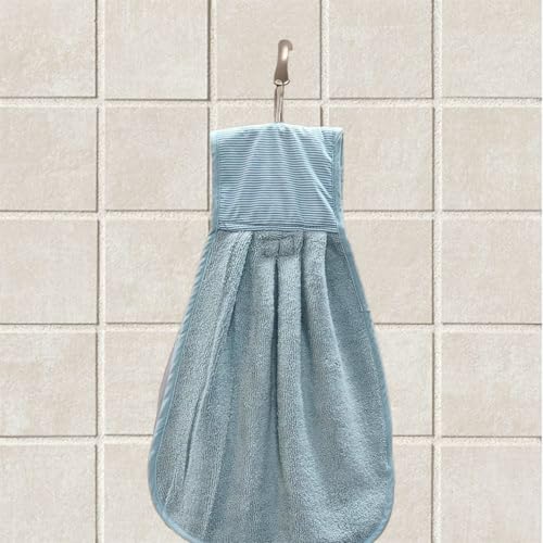 Image of Hand Towel with Loop | 600 GSM | Hanging Napkin for Wash Basin, Kitchen Sink, Bathroom| Pack of 3 in (Blue, Black and Grey) | Assorted