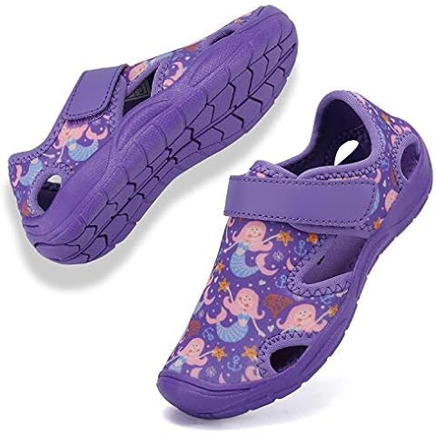 FANTURE Toddler Water Shoes Boys Girls Quick-Dry Aqua Socks Lightweight Closed-Toe Outdoor Sport Sandal(Toddler/Little Kid) 02-Purple Size: 10 Toddler Cover