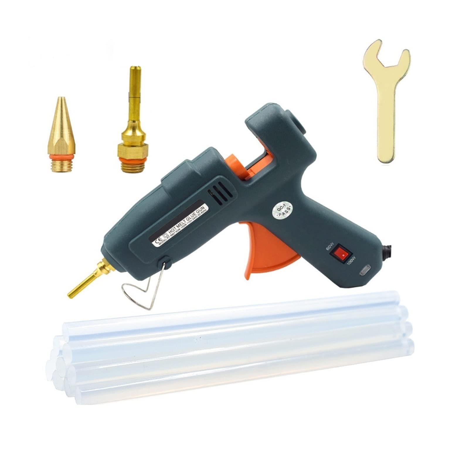 Yfdgd Set-6W Hot Melt Glue Gun With 11Mm Diameter Sticks Industrial Guns Thermo Electric Heat Temperature Tool Quick Reliable Flow Bonding(Set-6W)