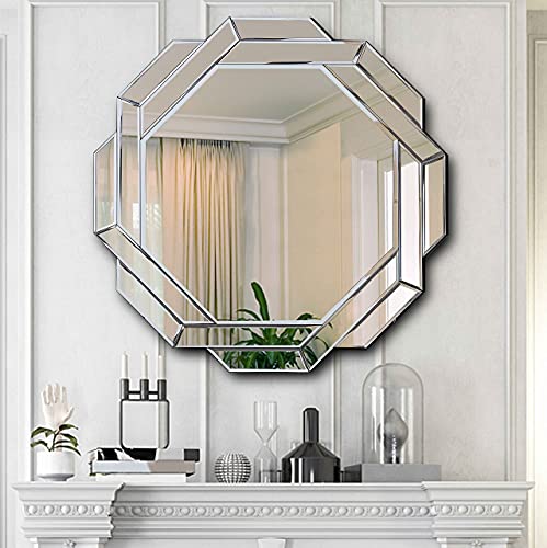 Fywdglart Hlartdecor Helicoid Frameless Beveled Wall Decor Mirror.(Hexagon) Silver Polished Mirror For Wall Decorating(23.6X23.6Inches).Hfy Hexagon Decorative Mirror. #TOP5