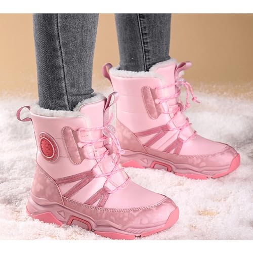 Boys Girls Thickened Warm Snow Boots Insulated Faux Fur Lined Water-Resistant Non-Slip Winter Outdoor Hiking Boots with Drawstring3