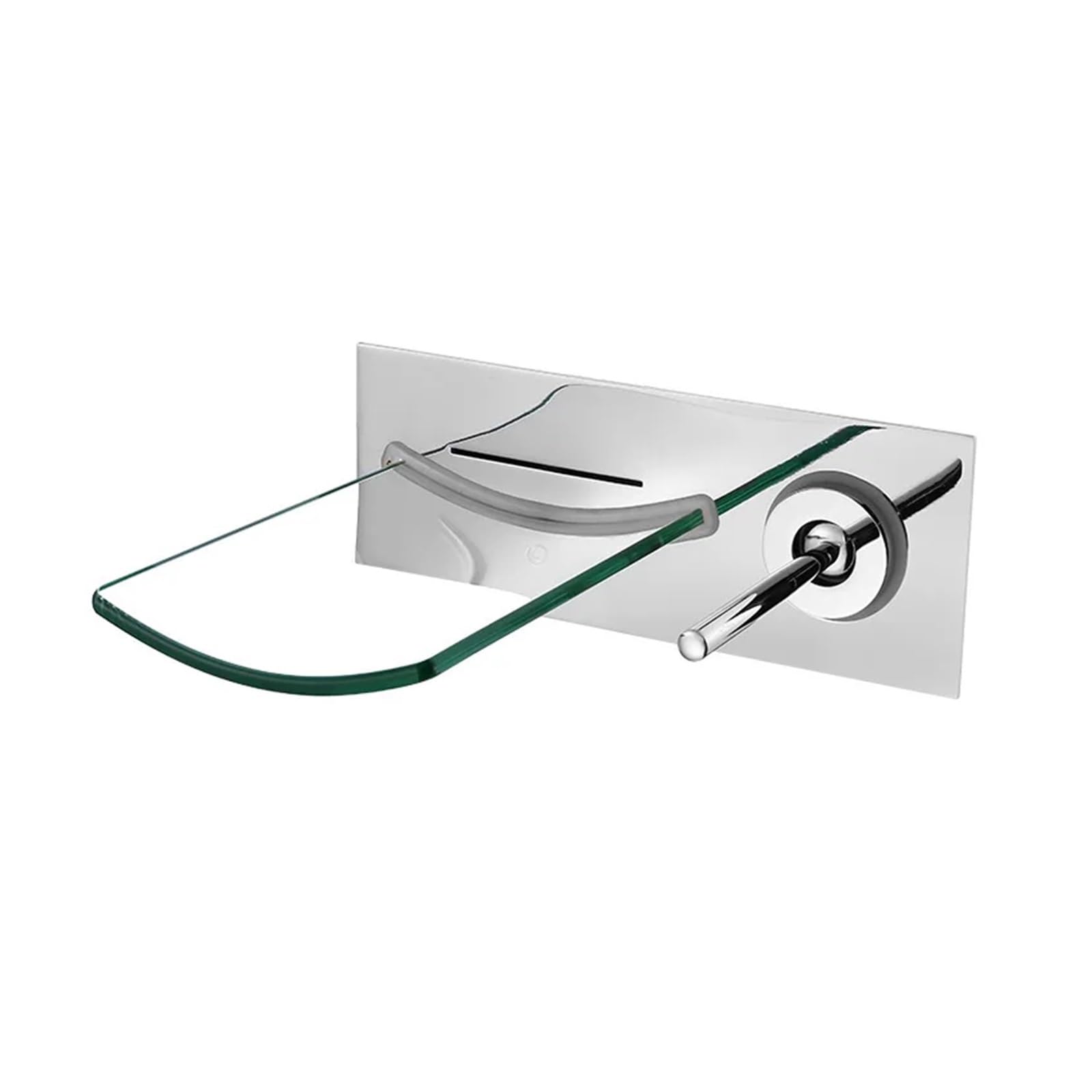 CVFRDD Brass Concealed s Wall Mount Waterfall Bathroom Sink Mixer Tap, Brushed Nickel Color Change Basin Faucet(Chrome)