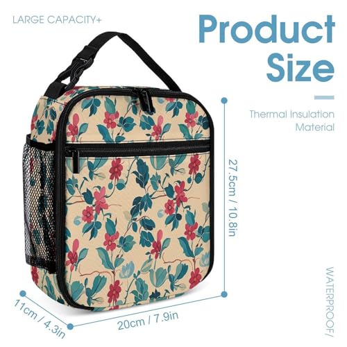 3Pcs Backpack Sets Floral Vine Print Travel Daypack 3 in 1 Lightweight Backpack Set with Lunch Bag And Cosmetic Bag4