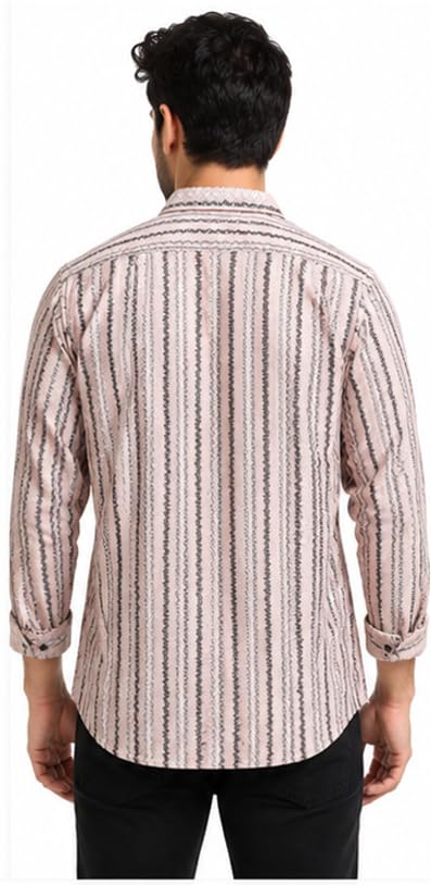 Image of MOHICANS Striped Regular Fit Casual Shirt Multicolor Cotton Blend Mens Shirt