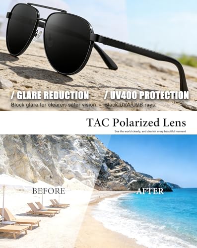 Image of Joopin Polarized Aviator Sunglasses for Men Women Double Bridge Sun Glasses UV Protection Teardrop Shades Sunnies