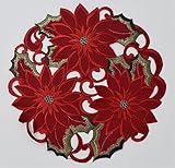 8 in. All Red Poinsettia with Green Leaves & Gold Trim Doily