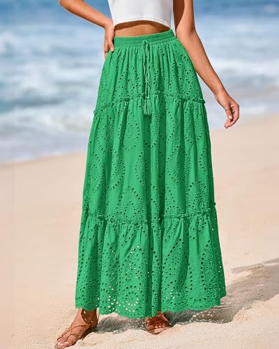 Image of BTFBM Eyelet Long Skirts for Women Beach Vacation