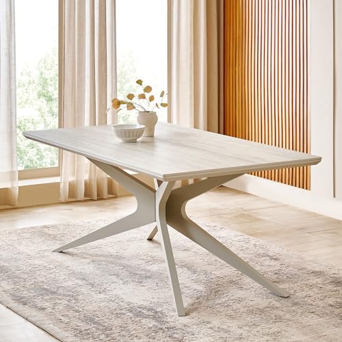 Image of Home Centre | Ivory Ceramic 6 Seater Tables | Table for Home | Ceramic Top, Metal | Beige | 1 Year Warranty