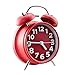 Produktbild Jinberry Retro Wecker/glockenwecker / Vintage Tischuhr mit Licht Nachtlicht, 4 Zoll Lautlos Analog Quarz Ohne Ticken Schleichende Sekunde Alarm Clock - Rot