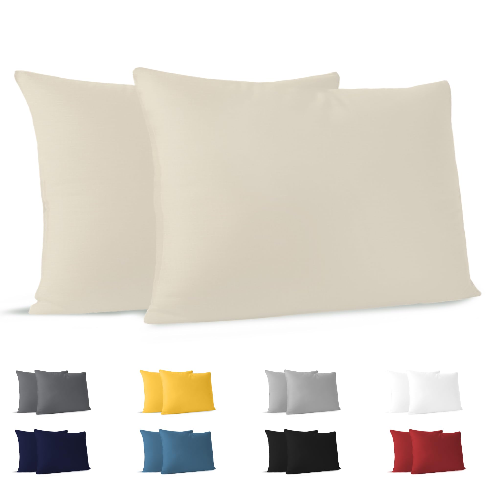 Dreamzie Kissenbezug 40x60 (Set mit 2) - 100% Jersey Baumwolle 150 g/qm Kissenbezüge -Beige - Für Kissen 40 x 60 cm - Kissenhülle - Kissenbezug - Resistent und Hypoallergen