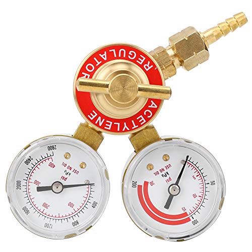 Yuecoom CGA200 Acetylene Regulator Gauge, Female Thread for Commercial Industrial Use,Acetylene Regulator Welding Gas Gauges with Slide Valve