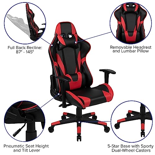 Flash Furniture Optis Red Gaming Desk And Red/Black Reclining Gaming Chair Set With Cup Holder And Headphone Hook #TOP2