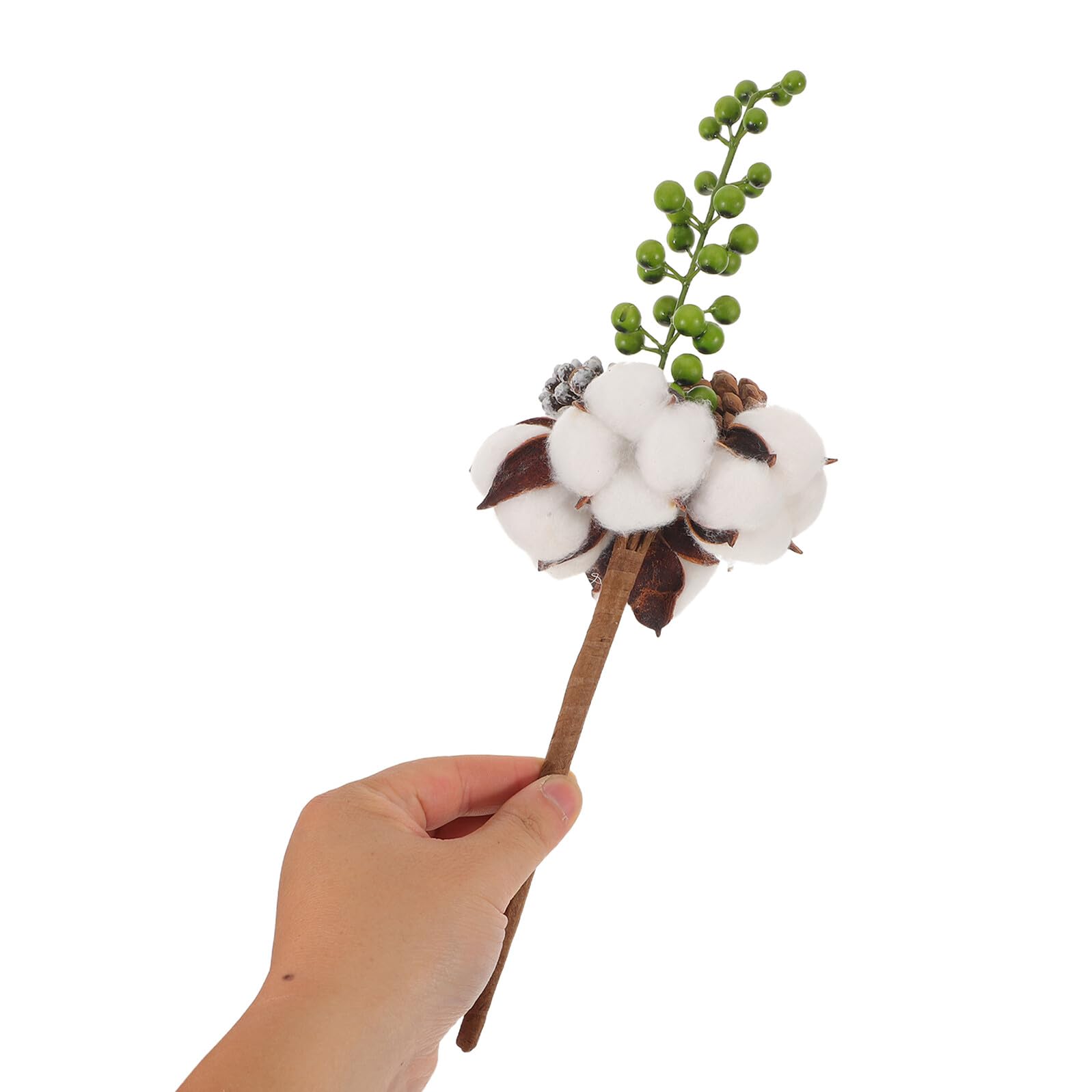 Branches de Coton Séchées 4 Pcs Vertes Tiges de Fleurs Naturelles pour Vase Décoration de Fleur Automnale Rustique Bouquets DIY Centre de Table Salon Chambre