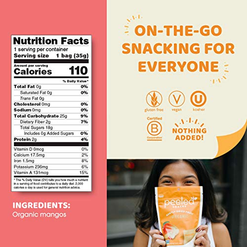 Peeled Snacks Organic Dried Fruit, Mango, 1.23 Ounce (Pack of 10) - Thumbnail 4