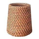 Lirancia ペン立て ペン置き ペン入れ かわいい 手作り ラタン製 収納ケース 藤編み 箸 スプーン かご 鉛筆 文具ホルダー卓 上整理 おしゃれ ギフト お祝い[塔形]