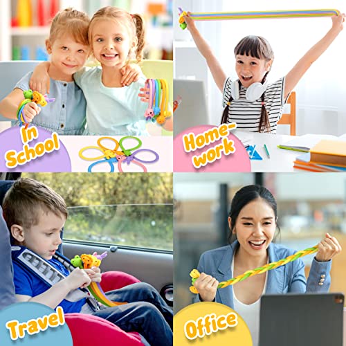 Sensory Fidget Toys - Quiet Stretch String 6 Pack, Calming Sensory Toys For Kids, Stress Relief Stretchy Noodles For Autism, Great Classroom Rewards For Kids Students #TOP4