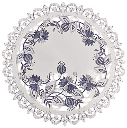 Linens, Art and Things Bordado Delft azul flor de cebolla mantel individual, servilleta 16 'redondo