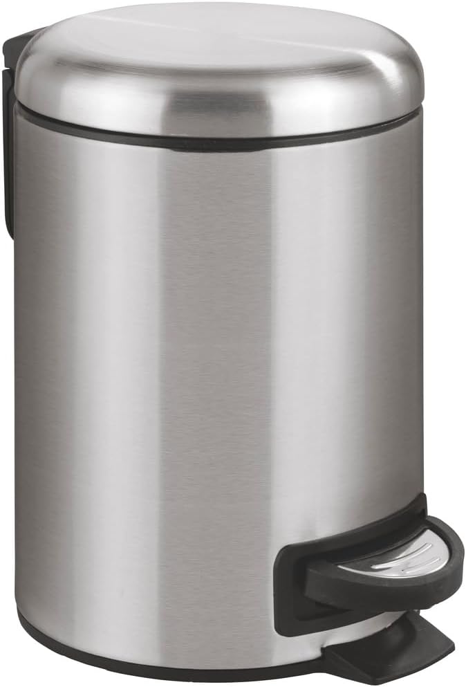 WENKO "Leman Stainless Steel Matt Pedal Bin, Silver, 3 Litre