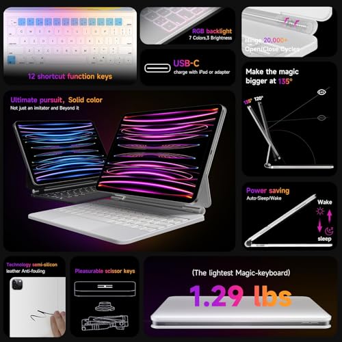 HOU Keyboard Case for iPad Air 11 Inch (M4 2026/M3 2025/M2 2024), Air 5th/4th Gen, 7-Color Backlight - Image 3