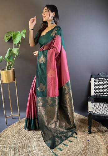 Image of SGF11- Women's Kanjivaram Woven Soft Silk Saree With Blouse Piece