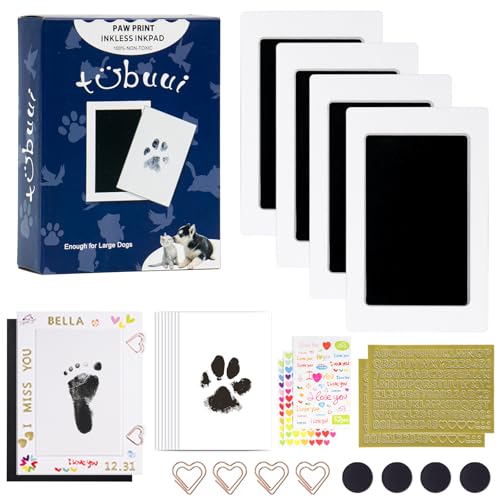 Image of Tubuui Paw Print Kit for Dogs Cats,Inkless Dog Paw Print Kit, Dog Nose Print Kit,Clean Touch Baby Hand and Footprint Kit,No Mess Newborn Baby Footprint Kit, Pet Paw Print Kit for Family Keepsake
