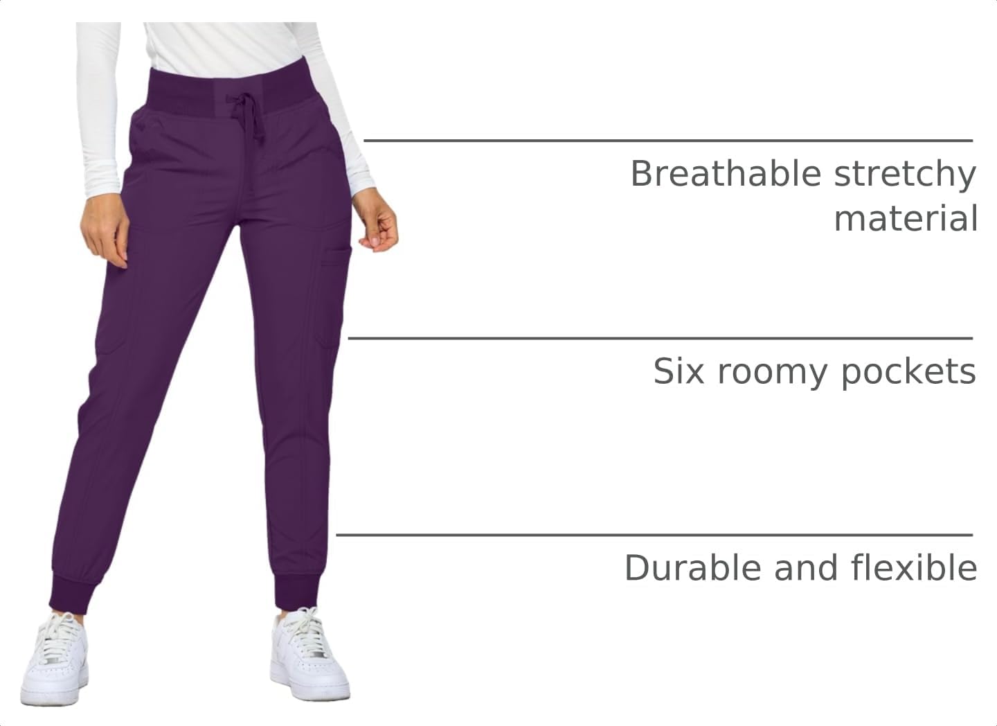Monarch Uniforms Womens Jogger Scrubs Ribbed Jogger Scrub Pants for Women