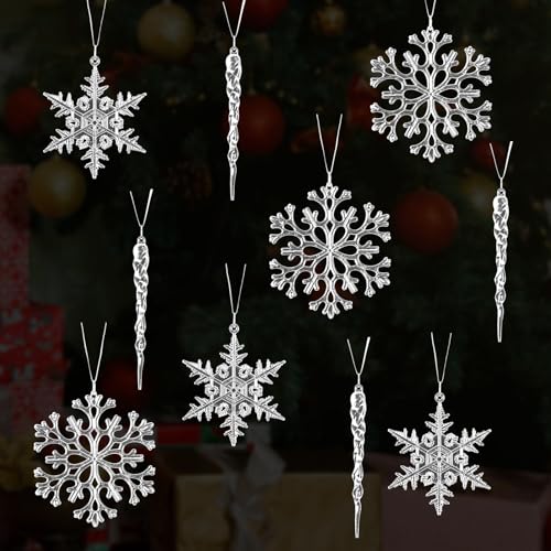 18 Stück Schneeflocken Deko Weihnachtsbaum Deko Acryl...