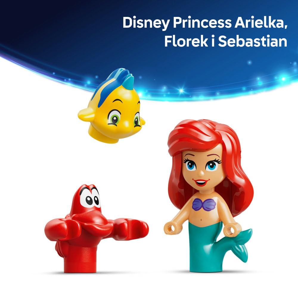 LEGO ǀ Disney Princess Magiczny minipałac Arielki, zabawka dla dziewczynek i chłopców w wieku od 5 lat, trzy postacie z filmu Mała Syrenka, mała zabawka i pomysł na prezent dla dzieci 43285