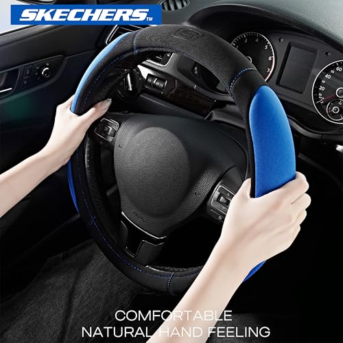 Skechers Steering Wheel Cover, Memory Foam Car Steering Wheel Cover,14.5-15inch Anti-Slip Safety Comfortable Desgin, Universal Accessory for Diverse Cars, Truck,SUV (Black & Blue) by Skechers - Used condition - Image 2