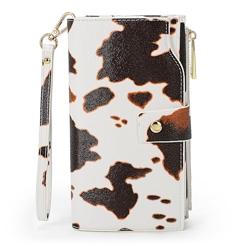 Image of UTO Wallet Women Vegan Leather Wristlet Snap Long Purse Credit Card Holder Elegant Clutch