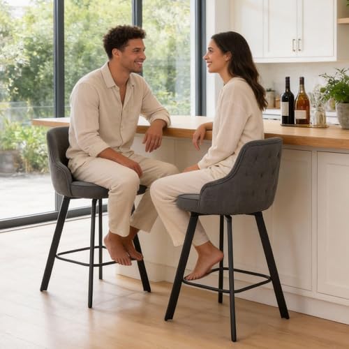Image of Swivel Bar Height Bar Stools Set of 2, 30 inch Barstool for Kitchen Island