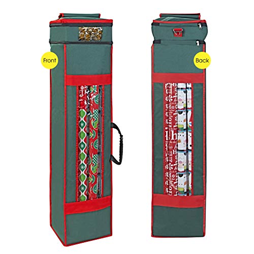 ProPik Wrapping Paper Storage Organizer Bag with Pocket and Handles Including Hanging Loop, Fits 36 Inch Long Rolls, Heavy Duty Material with Clear Window 43