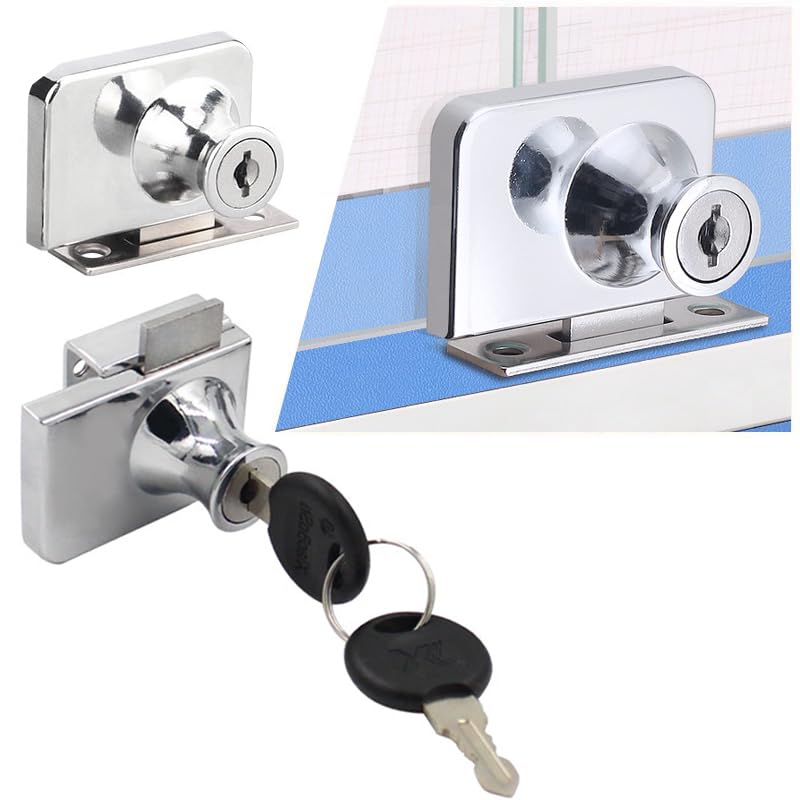 Lot De 4 Serrures De Porte En Verre Pour Vitrine Coulissante, Vitrine