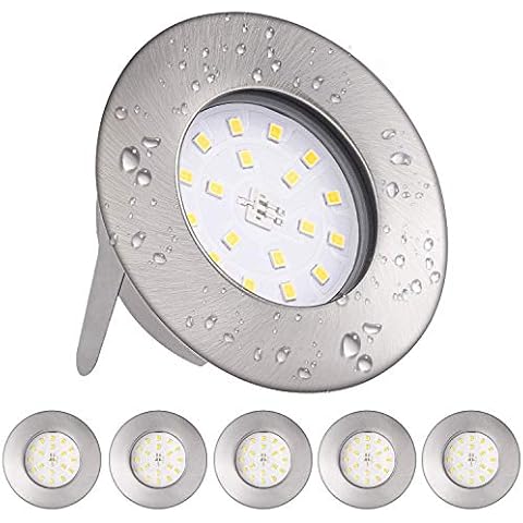 LED Recessed Ceiling Lights Warm White 2800K Ketom 5W Downlights IP44 230V 500LM LED Recessed Spotlights Ultra Slim Round Nickel Led Spot Lights for Bathroom Kitchen, Pack of 6 Cover