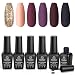 Beetles Fall Gold Glitter Gel Nail Polish Set - 6 Colors Red Purple Gel Polish Kit Full Maroon Nail Gel Polish Set, Soak Off UV LED Nail Gel Required, 7.3ml Each Bottle Gel Nail Art Gifts Box