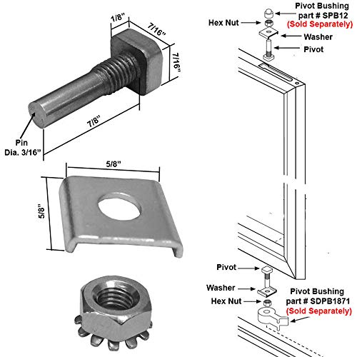 Shower Door Stainless Steel Pivot Pin With Hex-Nut And Washer For Pivot Shower Doors #TOP1