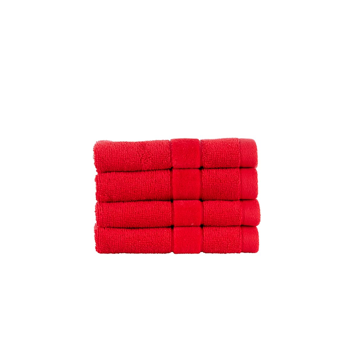 Christy Prism Face Cloth Set | 4 pieces | Vibrant Colours | 100% Turkish Cotton | Super Soft and Fluffy | Quick Dry | Fire Engine Red