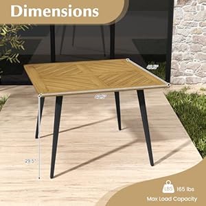 Tangkula 4-Person Outdoor Dining Table, 42.5” Acacia Wood Patio Table with 1.9” Umbrella Hole, Metal Legs & Adjustable Foot Pads, Farmhouse Bistro Table for Garden, Poolside & Backyard Tangkula 4 Person Outdoor Dining Table 425 Acacia Wood Patio Table with 19 Umbrella Hole Metal Legs Adjustable Foot Pads Farmhouse Bistro Table for Garden Poolside Backyard