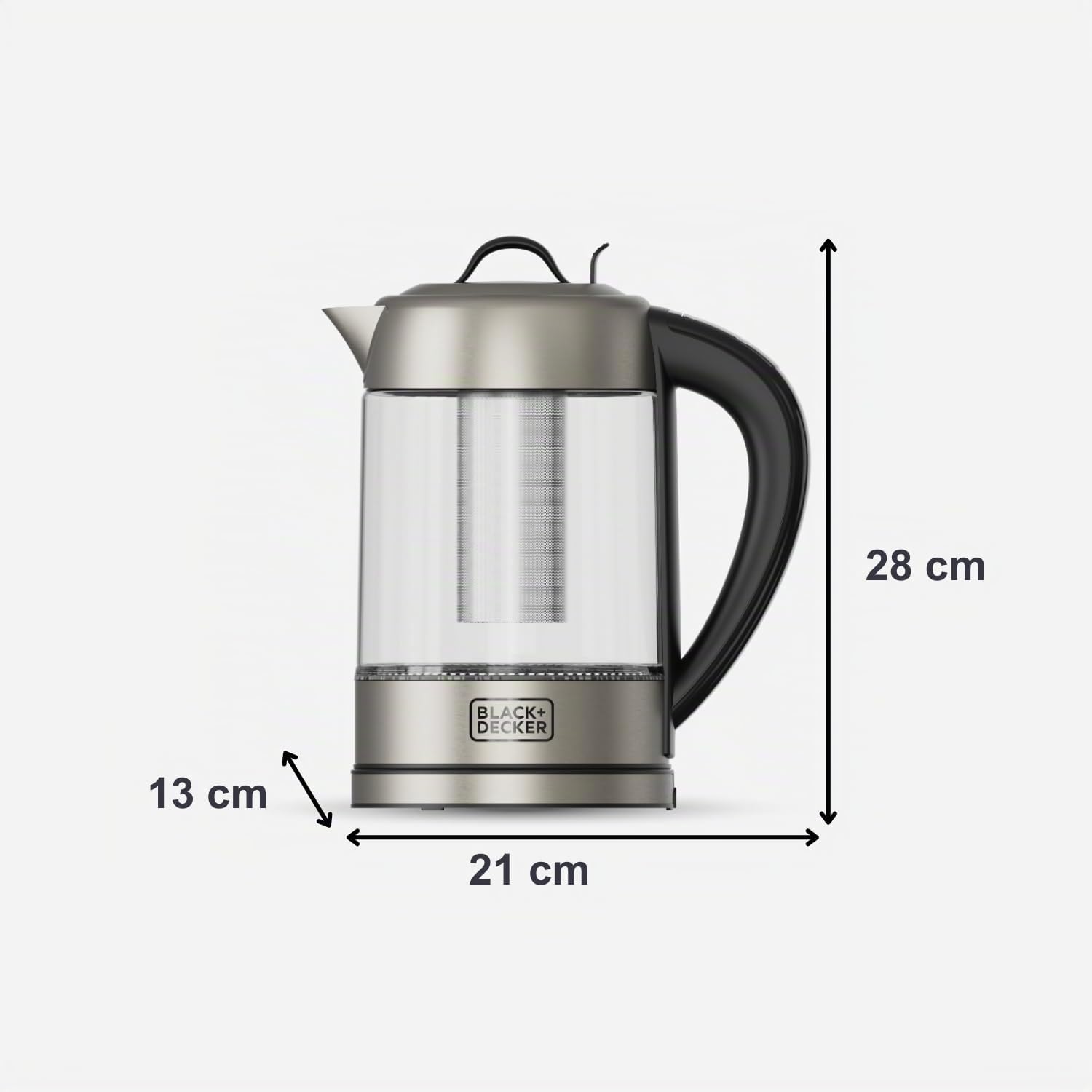 BLACK+DECKER - Bollitore Elettrico 2200W | Vetro 1,7 L | Bollitura Rapida | Selettore Digitale 60-100°C | LED | Filtro Acciaio Inox | Rotazione 360° | Coperchio Ermetico | Senza BPA