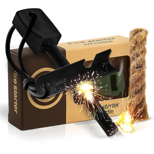 VELVORA - Pedernal Supervivencia Profesional - Arrancador de Fuego de Acero - Kit de Supervivencia al Aire Libre para Acampada y Senderismo - Encendedor de Ferrocerio 20.000 Usos - Camping Accesorios.