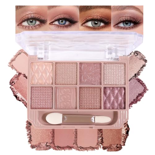 Image of SUAKE Nude Pink Eyeshadow Palette, Matte & Shimmer, High Pigmented 12 Colors Brown Purple Eye Shadow Primers for Eye Makeup, Korean Powder Palet de sombras de ojos (03-Soft Rice)