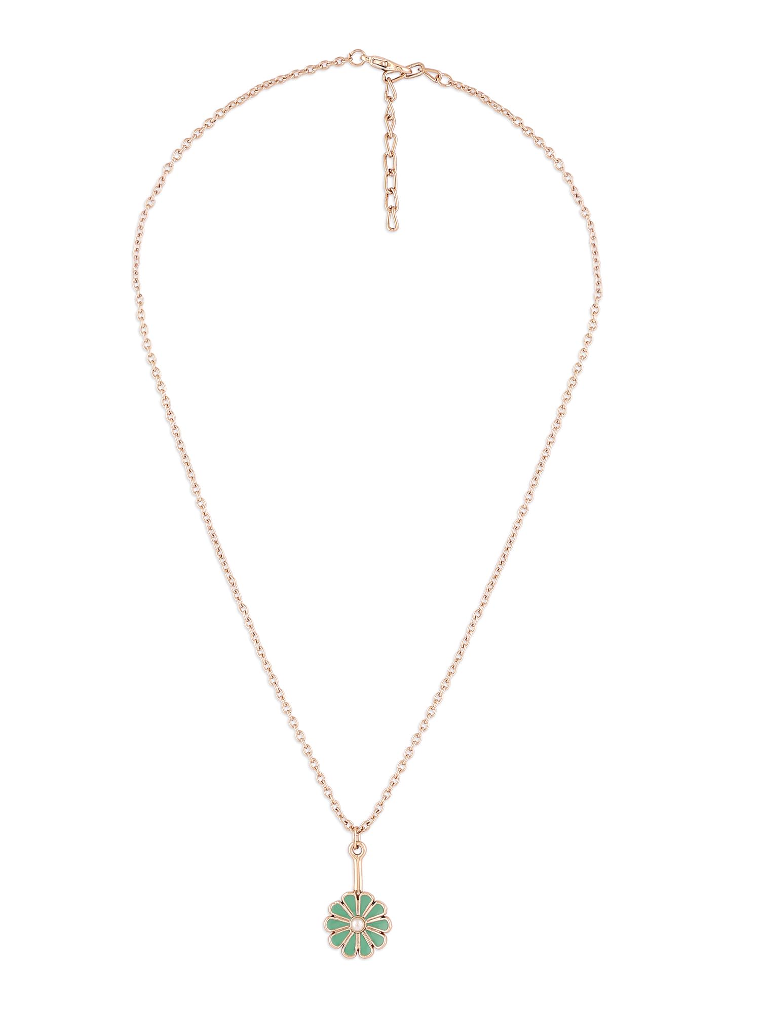ZAVERI PEARLS Pastel Green Enamel Contemporary Flower Pendant & Chain For Women-ZPFK16244 (B0CFTWCP5K) Amazon Price History, Amazon Price Tracker