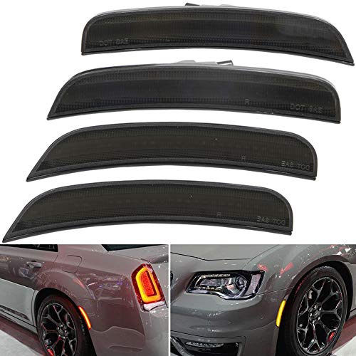 One-Day Sale: Up to 60% Off NJSBYL Smoke Lens Amber/Red Full LED Front Rear Side Marker Light Kits for Chrysler 300 2015 2016 2017 2018 2019 2020 LED Turn Signal Lights 181-SMD LED Sidemarker Lamps