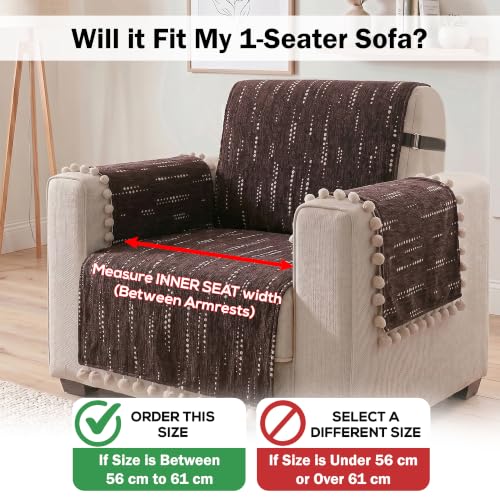 Image of Story@Home Chenille Sofa Mat with Back Cover (152x61Cm) & Arm Rest Covers | Anti Slip Single Sofa Cover for 1 /2 /3 Seater & L Shape Sofa Cover | Measure Your Sofa & Create Your Set - Mocha & Ivory
